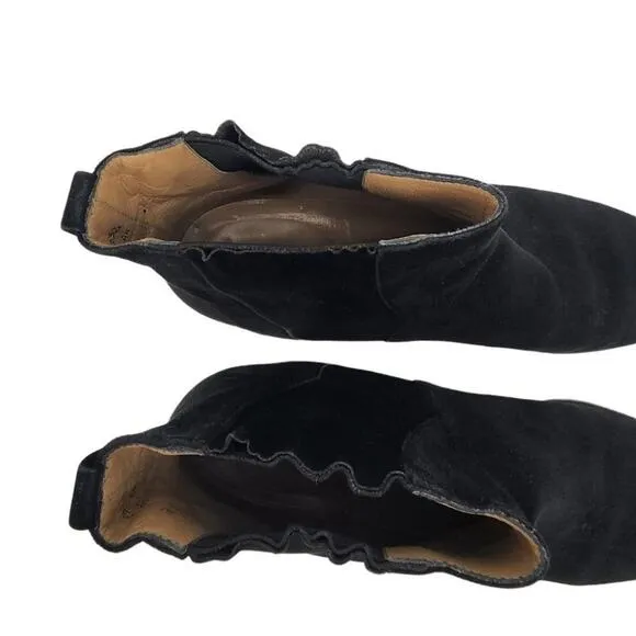 Salvatore Ferragamo Pull On Black Suede Ankle Booties Boots Size 9.5 AA
