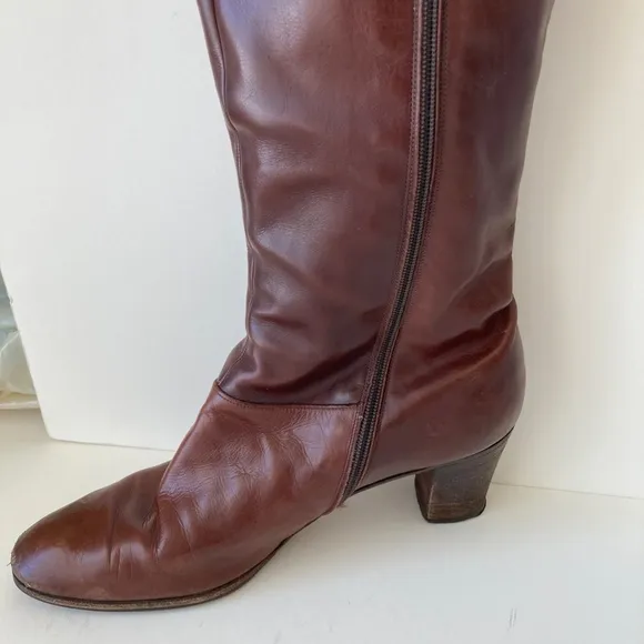 Salvatore Ferragamo Vintage Leather Boots Made in Italy