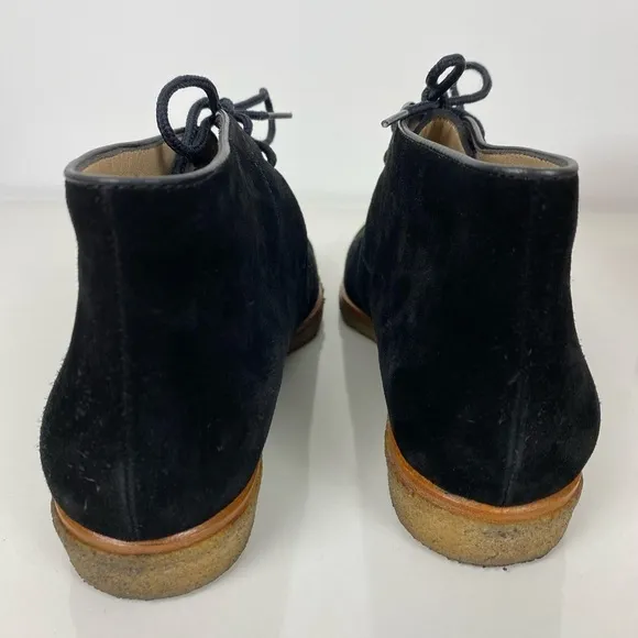 Salvatore Ferragamo Womens 7 AA Chukka Black Calf Suede Booties Boots Torrone