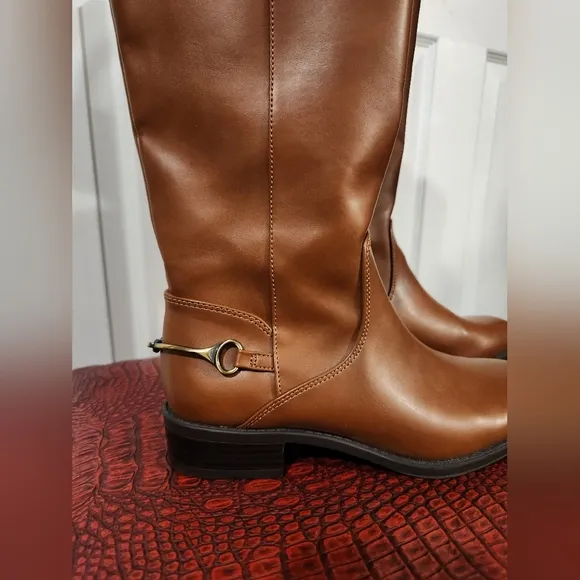 Sam and Libby Brand | Women's size 6 Brown  Knee High Riding Boots Side Zip NWOT