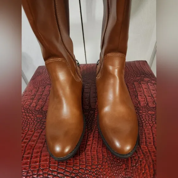 Sam and Libby Brand | Women's size 6 Brown  Knee High Riding Boots Side Zip NWOT