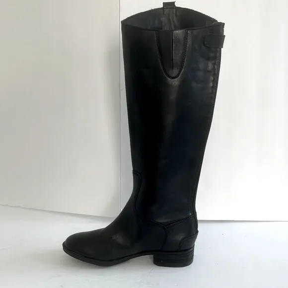 Sam Edelman $200 Penny Knee High Riding Black Leather Riding Boots Size 5 NWT
