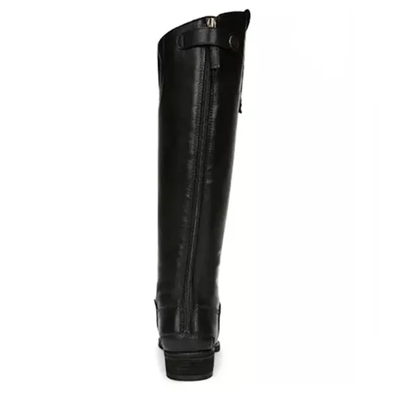 Sam Edelman $200 Penny Knee High Riding Black Leather Riding Boots Size 5 NWT