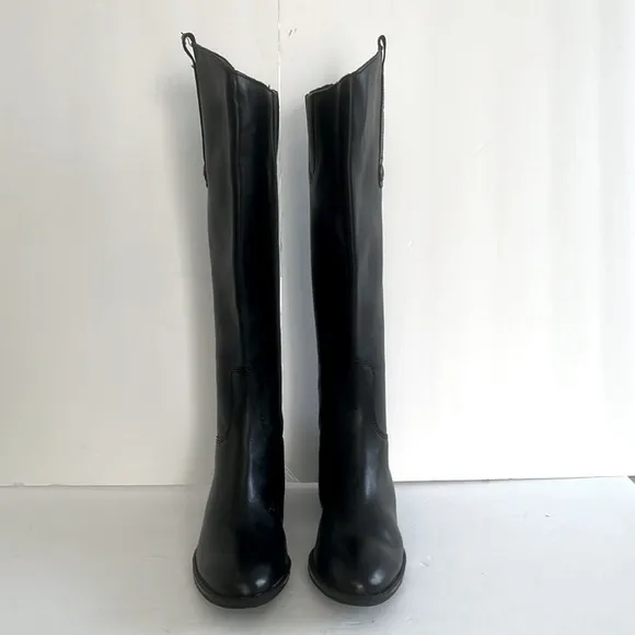 Sam Edelman $200 Penny Knee High Riding Black Leather Riding Boots Size 5 NWT