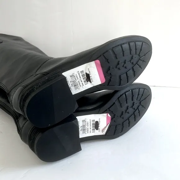Sam Edelman $200 Penny Knee High Riding Black Leather Riding Boots Size 5 NWT