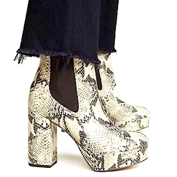Sam Edelman Abella Platform Chelsea Style Python Snakeskin Boots
