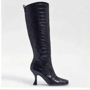 Sam Edelman Adi Crocodile Embossed Square Toe Knee High Boots