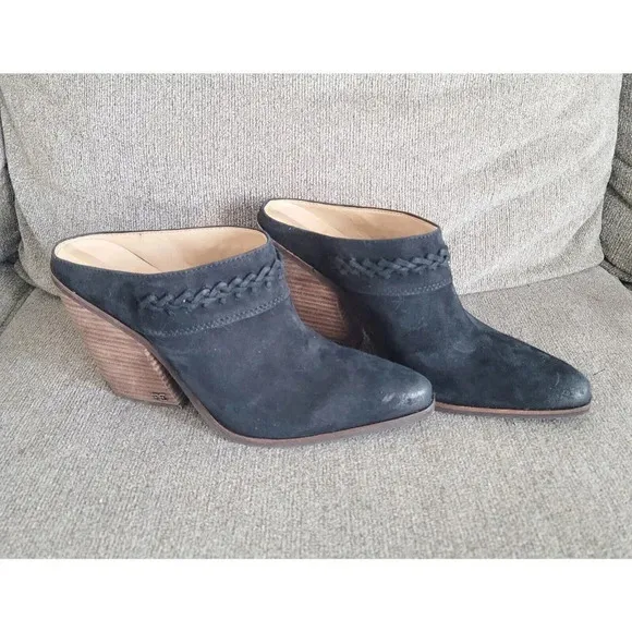 Sam Edelman Alison Western Slip On Leather Black Mule 9.5 Costal Cowgirl Boots