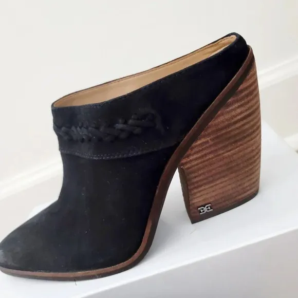 Sam Edelman Alison Western Slip On Leather Black Mule 9.5 Costal Cowgirl Boots