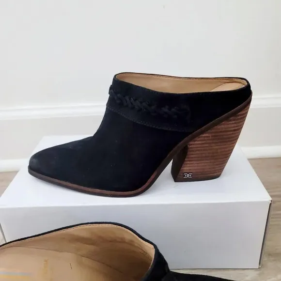 Sam Edelman Alison Western Slip On Leather Black Mule 9.5 Costal Cowgirl Boots