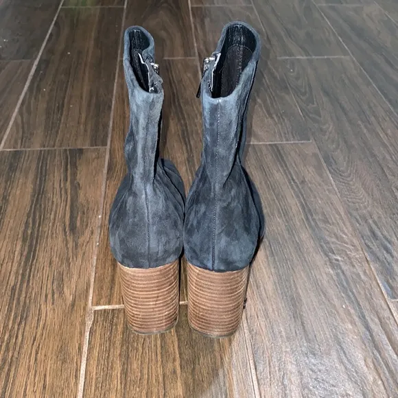 Sam Edelman black faux suede block  square toe  boots