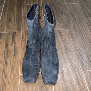Sam Edelman black faux suede block  square toe  boots