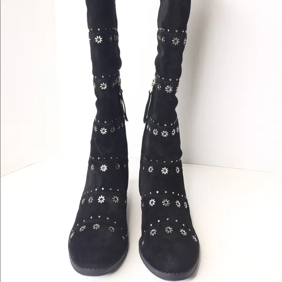 Sam Edelman Black Studded Tall Riding Boots Sz 6