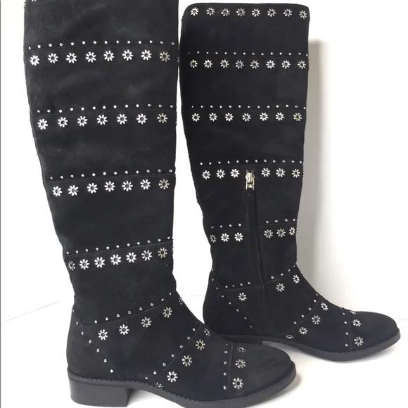 Sam Edelman Black Studded Tall Riding Boots Sz 6