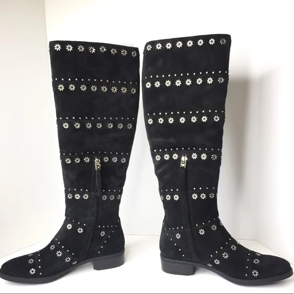 Sam Edelman Black Studded Tall Riding Boots Sz 6