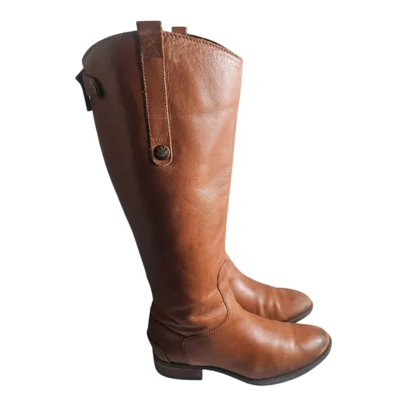 Sam Edelman Boots Soft Studded Leather Riding Boot Whiskey Brown 7W