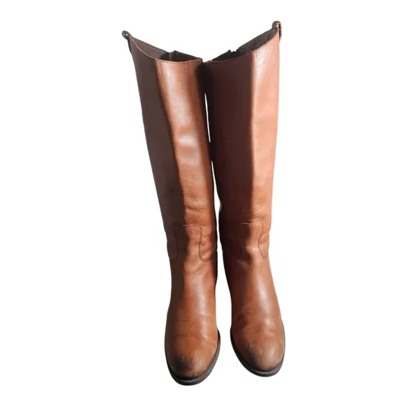 Sam Edelman Boots Soft Studded Leather Riding Boot Whiskey Brown 7W
