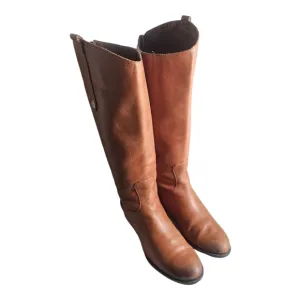 Sam Edelman Boots Soft Studded Leather Riding Boot Whiskey Brown 7W