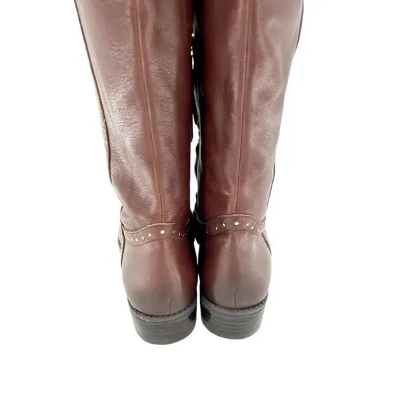Sam Edelman Boots Soft Studded Leather Tall Riding Boot Redwood Sz 7 New