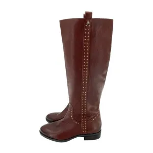 Sam Edelman Boots Soft Studded Leather Tall Riding Boot Redwood Sz 7 New