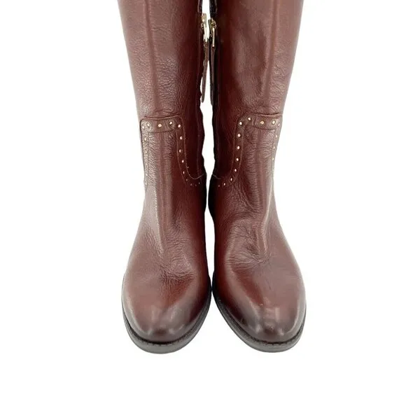Sam Edelman Boots Soft Studded Leather Tall Riding Boot Redwood Sz 7 New