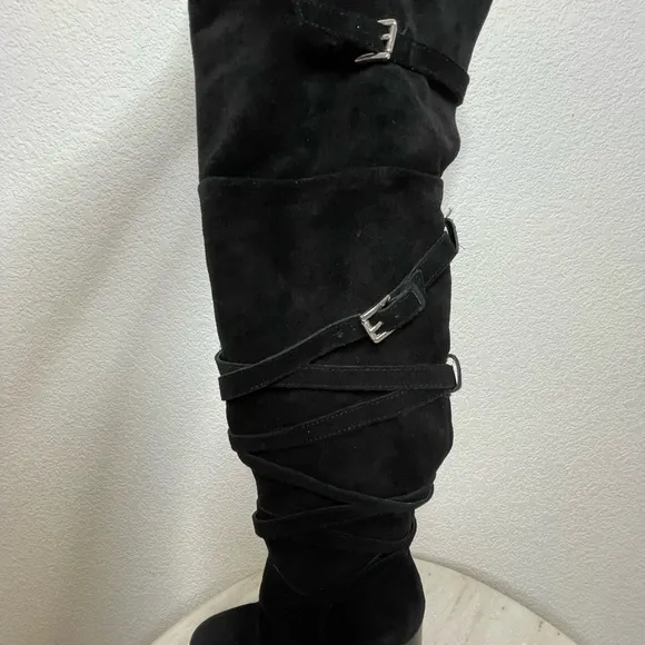 Sam Edelman boots thigh high Sable suede black sz 6