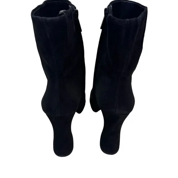 Sam Edelman Boots Womens Size 11 Black Cowhide Suede Jaye Chunky Heel Booties
