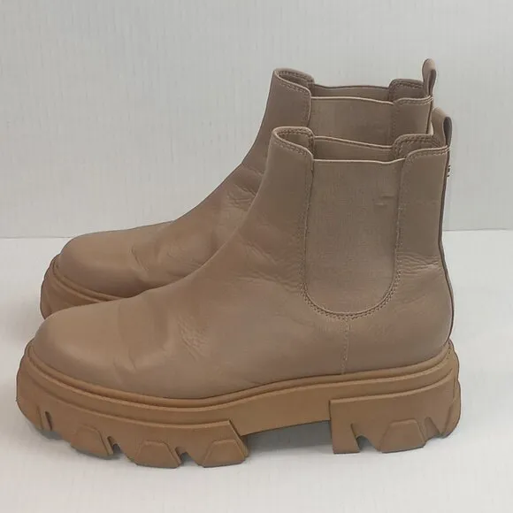 Sam Edelman Daelyn Tan Leather Chunky Lug Heel Boots