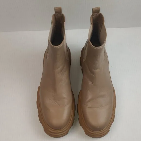 Sam Edelman Daelyn Tan Leather Chunky Lug Heel Boots