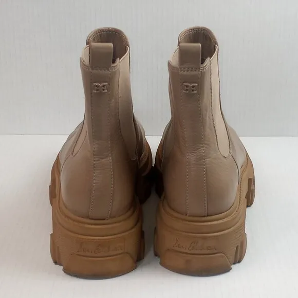 Sam Edelman Daelyn Tan Leather Chunky Lug Heel Boots