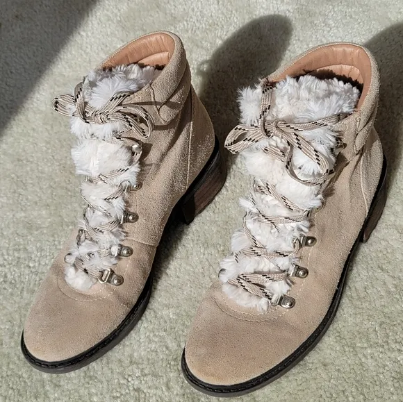 Sam Edelman Darrah 2 Tan Suede Lace Up Ankle Boots Combat Hiker Style Size 8.5
