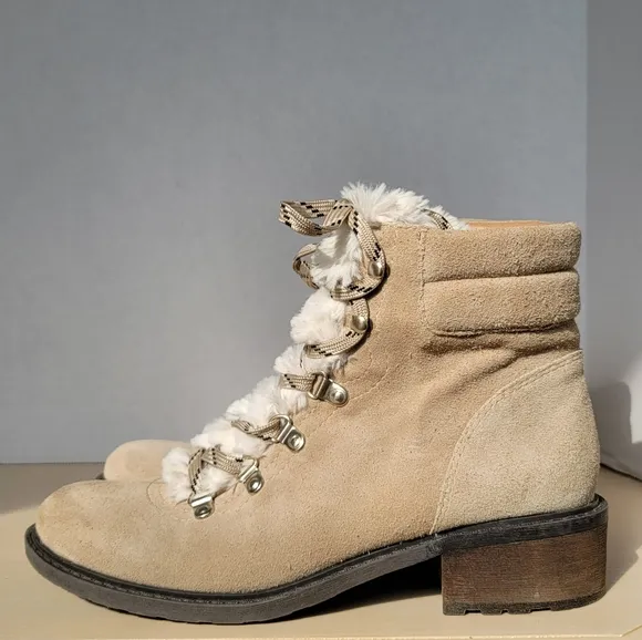 Sam Edelman Darrah 2 Tan Suede Lace Up Ankle Boots Combat Hiker Style Size 8.5
