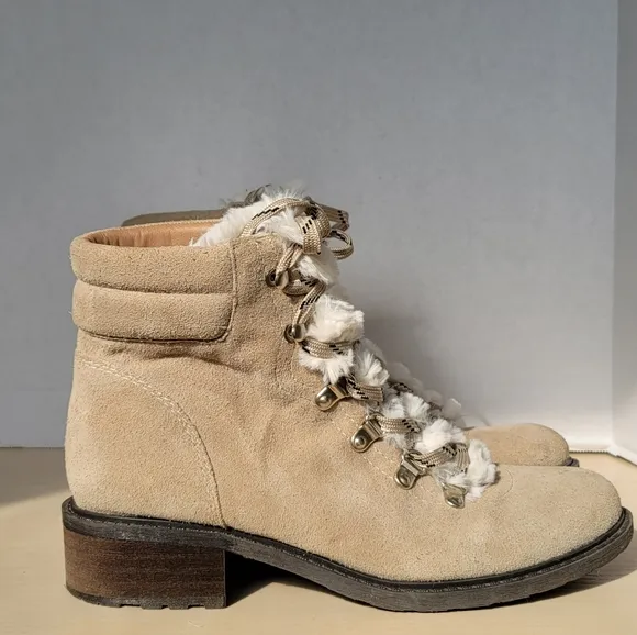 Sam Edelman Darrah 2 Tan Suede Lace Up Ankle Boots Combat Hiker Style Size 8.5