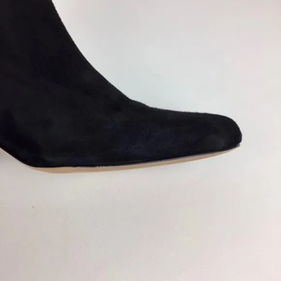 Sam Edelman Edith Black Suede Leather Chunky Heel Ankle Bootie 9.5