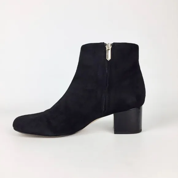 Sam Edelman Edith Black Suede Leather Chunky Heel Ankle Bootie 9.5