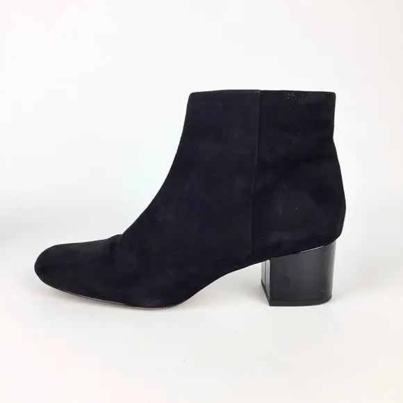 Sam Edelman Edith Black Suede Leather Chunky Heel Ankle Bootie 9.5