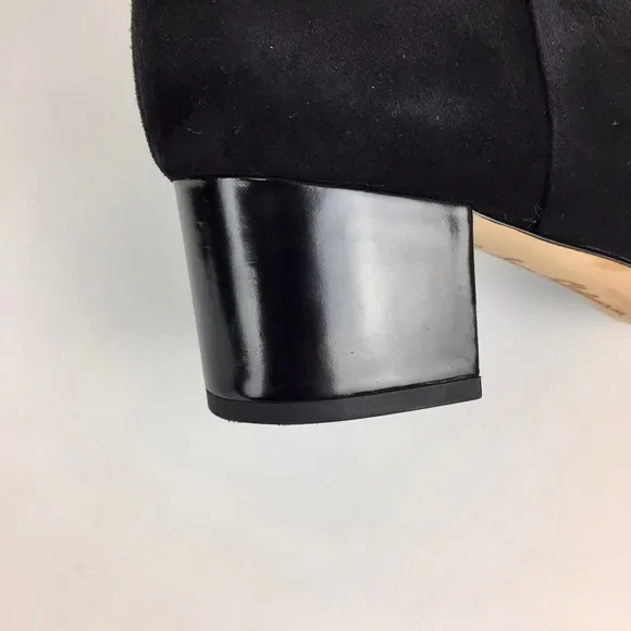Sam Edelman Edith Black Suede Leather Chunky Heel Ankle Bootie 9.5