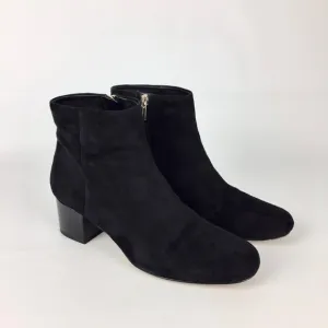 Sam Edelman Edith Black Suede Leather Chunky Heel Ankle Bootie 9.5