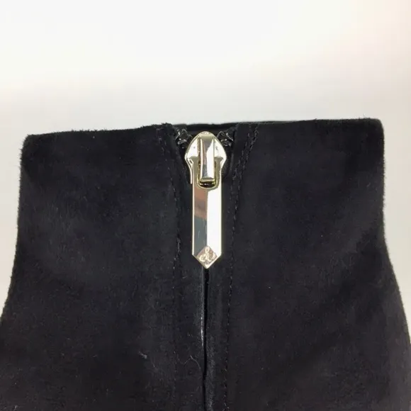 Sam Edelman Edith Black Suede Leather Chunky Heel Ankle Bootie 9.5