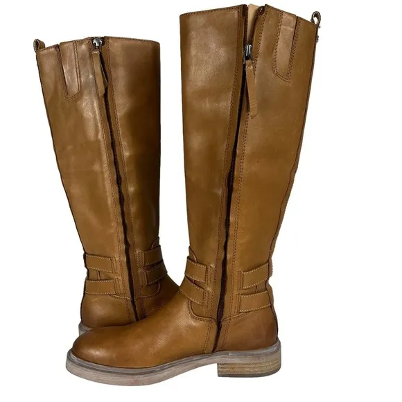 SAM EDELMAN FREDA TALL LEATHER RIDING BOOTS BROWN NWOT WOMEN'S SIZE 6.5