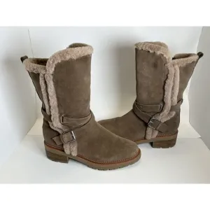 Sam Edelman Jailyn Dark Taupe Suede Faux Fur Lined Women's Winter Boots NWOT 9