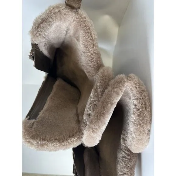 Sam Edelman Jailyn Dark Taupe Suede Faux Fur Lined Women's Winter Boots NWOT 9
