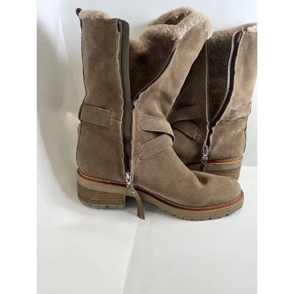 Sam Edelman Jailyn Dark Taupe Suede Faux Fur Lined Women's Winter Boots NWOT 9