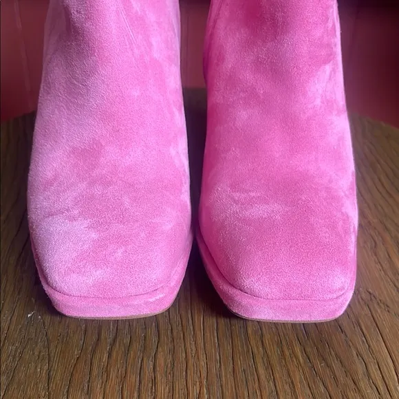 Sam Edelman Jaye Sz 8.5 M Pink Suede Ankle Platform HeelBooties