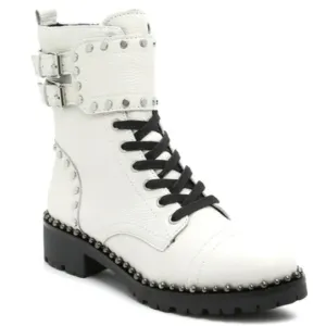 Sam Edelman Jennifer White Leather Combat Boots