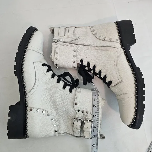 Sam Edelman Jennifer White Leather Combat Boots