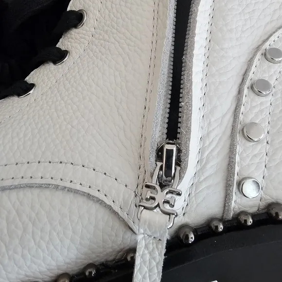 Sam Edelman Jennifer White Leather Combat Boots