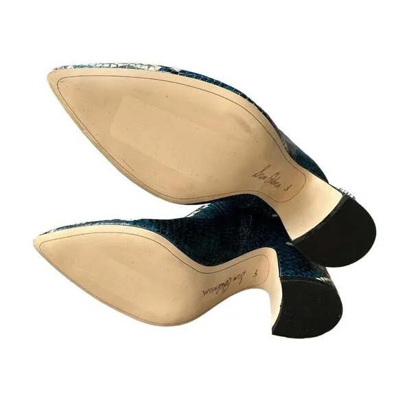 Sam Edelman Leather Boots Hai Snakeskin Peacock Blue Knee High Women‎ 6.5 M EUC