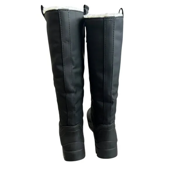 Sam Edelman Lessie Tall Rain Boots With Shearling Lining Black Waterproof Size 5