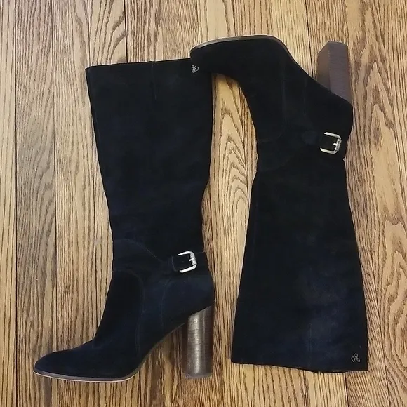 SAM EDELMAN LUCY BOOTS- BLACK SUEDE 8.5